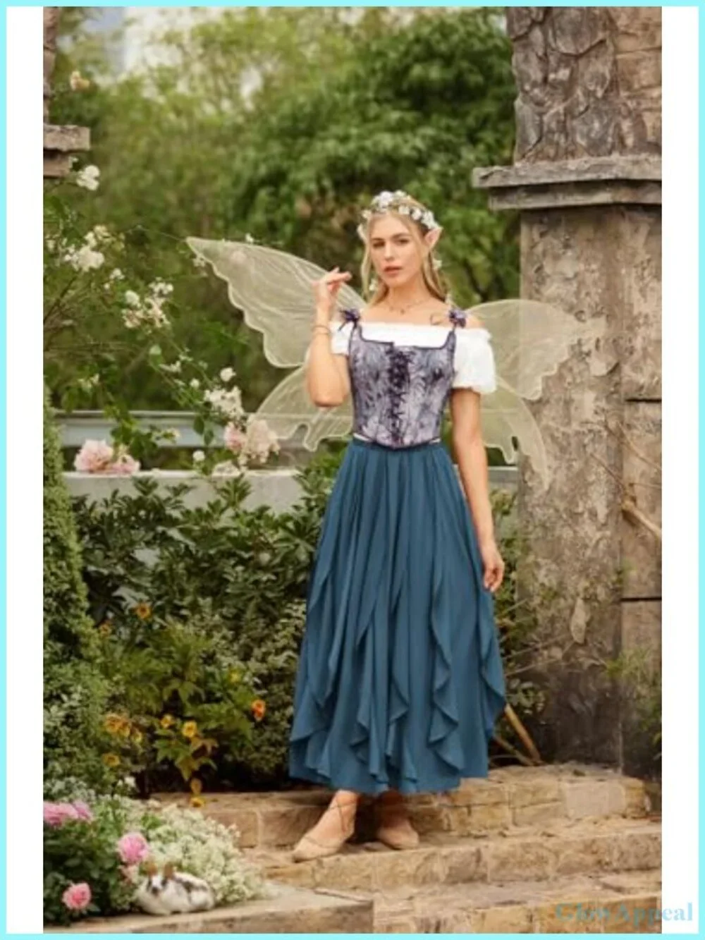 Boho Renaissance Maxi Skirt Flowy Ruffle Chiffon Elastic High Waist
